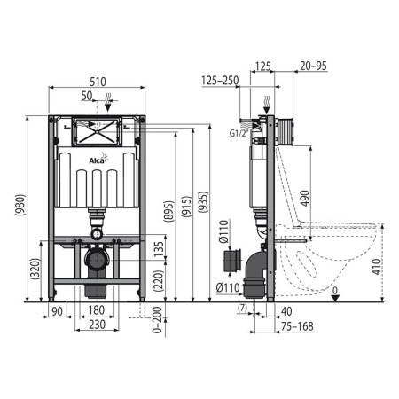 Rezervor WC incastrat, Alcadrain, Sadromodul, pentru instalari uscate in gips-carton [1]