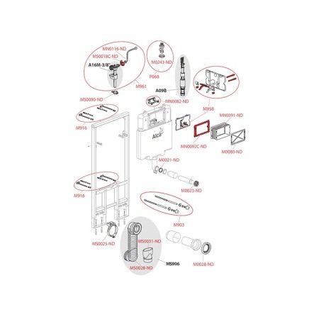 Rezervor wc incastrat Alcaplast, Sadromodul, pentru instalari uscate (in gips-carton) 8.4 cm pentru vas wc suspendat [2]
