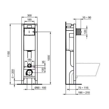 Rezervor wc incastrat Ideal Standard ProSys Eco M cu cadru metalic [3]
