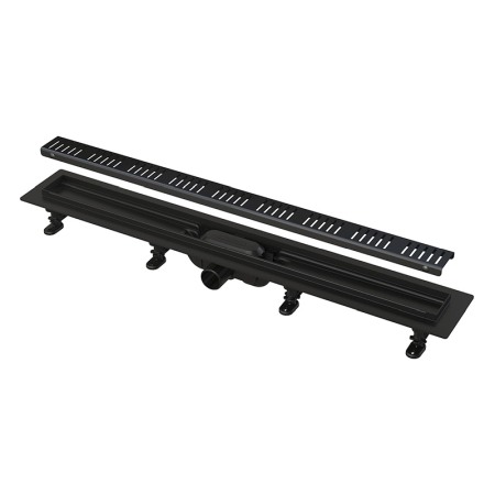 Cabine dus - Rigola de dus AlcaPlast, Simple, cu capac, 65 cm, negru mat
