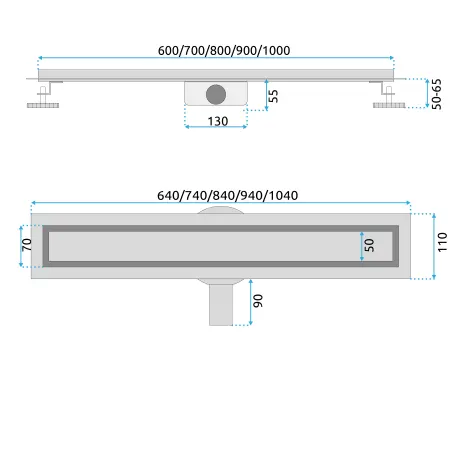 Rigola dus Neox Pro Linear Drain Negru 80cm, Rea [8]