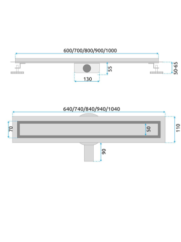 Rigola dus liniara REA Neox Pro titan 60 cm otel inoxidabil AISI 304 [11]