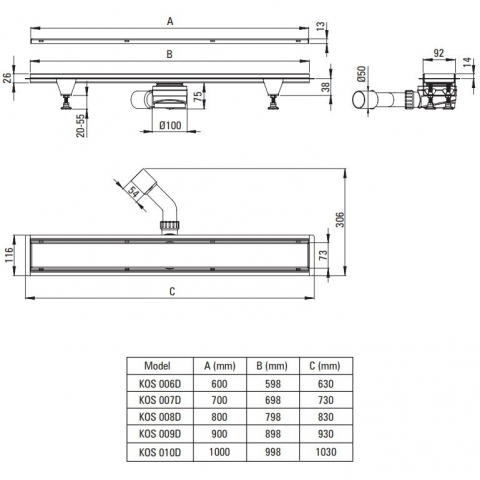 Rigola pe podea Deante 70 cm [3]