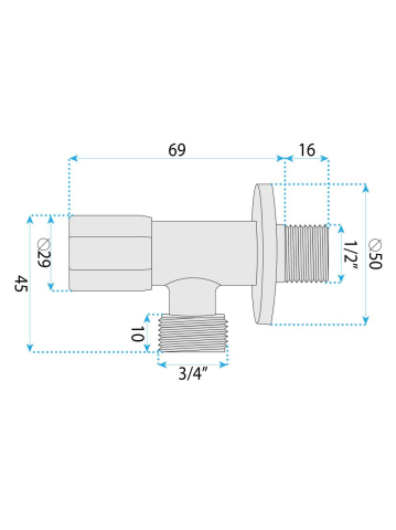 Robinet colțar 02 1/2" x 3/4" crom [6]