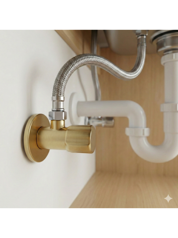 Robinet colțar 02  1/2" x 3/8" auriu periat [4]