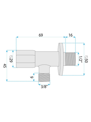 Robinet colțar 02  1/2" x 3/8" crom [6]