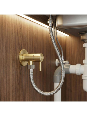 Robinet colțar 1/2" x 3/8" auriu periat [4]