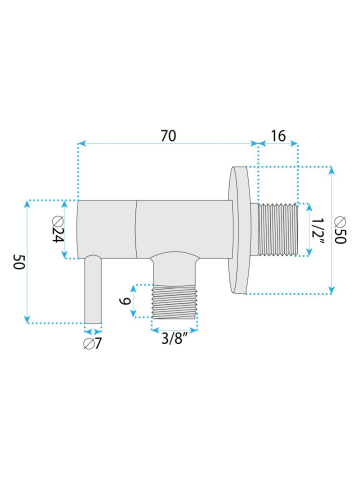 Robinet colțar 1/2" x 3/8" negru [6]