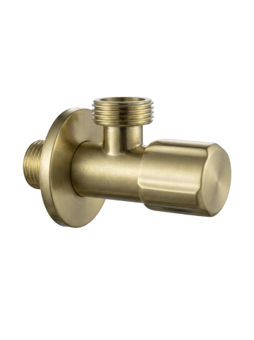 Accesorii baie - Robinet coltar Rea 02 1/2 x 3/4 toli auriu periat PVD inox cap ceramic