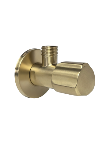 Accesorii baie - Robinet coltar Rea 02 1/2 x 3/8 auriu periat inox cap ceramic PVD