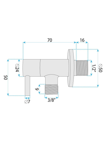 Robinet coltar 1/2 x 3/8 inch cupru periat Rea inox PVD cap ceramic [7]