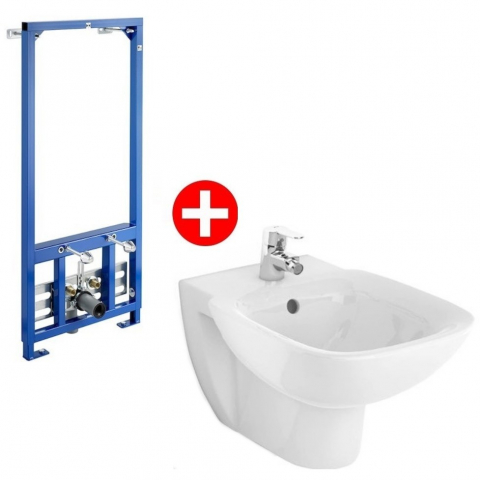 Obiecte Sanitare - Roca Debba Square Set Bideu suspendat cu cadru montaj 36x54 cm