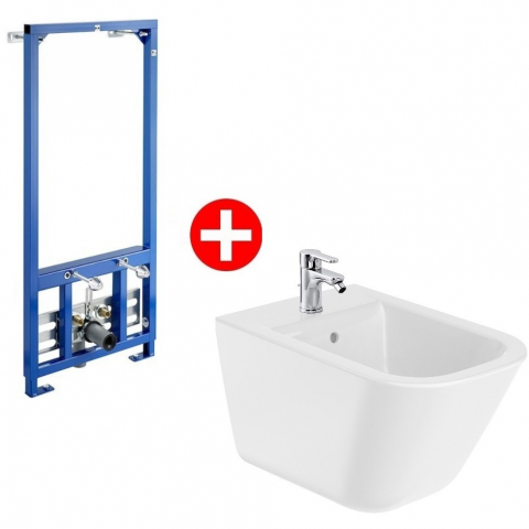 Obiecte Sanitare - Roca The Gap Square Set Bideu suspendat cu cadru montaj 35x54 cm