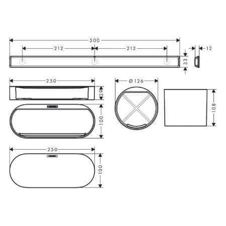 Set accesorii de baie, Hansgrohe, WallStoris, cu bara de suport, negru mat [1]