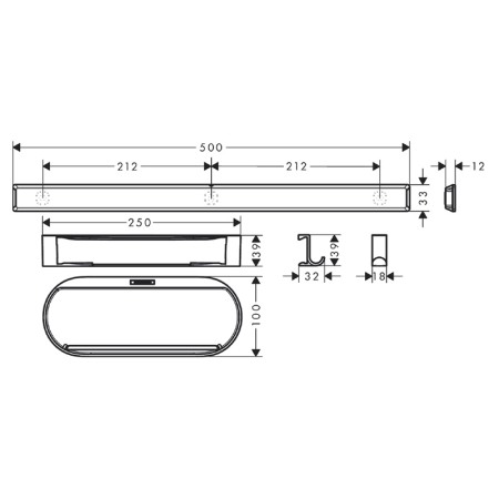 Set accesorii de baie pentru dus, Hansgrohe, WallStoris, negru mat [1]