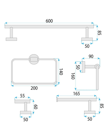Set accesorii pentru baie GRID 4 piese crom periat [6]