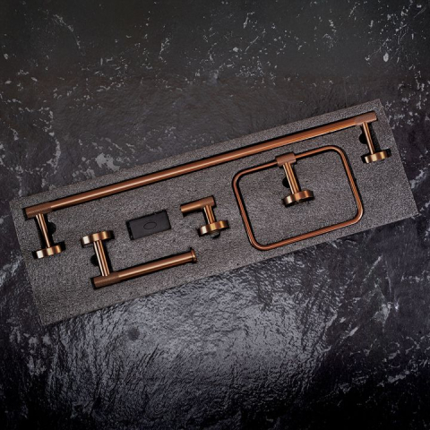 Set accesorii pentru baie GRID 4 piese cupru periat  [6]