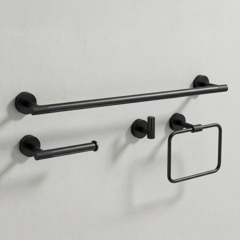 Accesorii baie - Set accesorii pentru baie GRID 4 piese negru