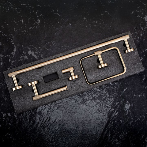 Set accesorii pentru baie GRID auriu periat 4 piese [6]