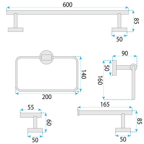 Set accesorii pentru baie GRID auriu periat 4 piese [9]