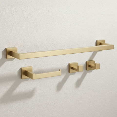 Accesorii lavoar - Set accesorii pentru baie Rio auriu periat 4 piese