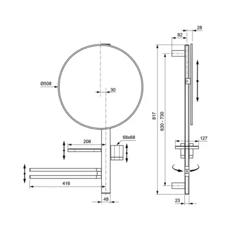 Set accesorii pentru lavoar Ideal Standard Alu+ negru mat 80 cm din aluminiu [1]