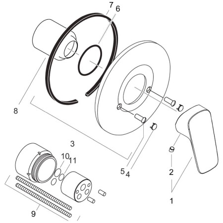 Set baterie dus si corp incastrat, Hansgrohe, Logis, Crom [3]