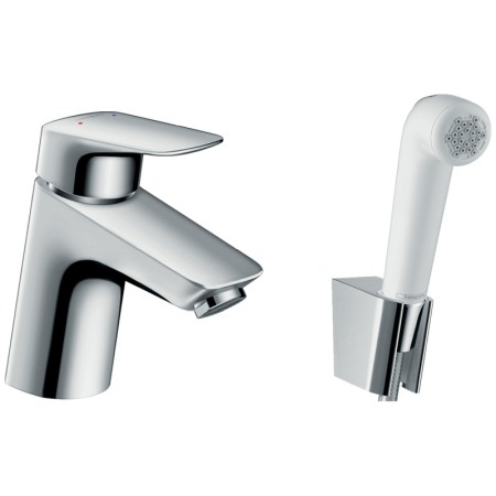 Baterii baie - Set baterie lavoar si para cu furtun tip bideu, Hansgrohe, Logis, Crom