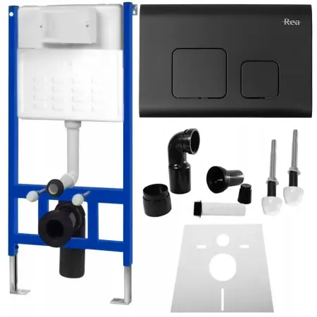 Rezervore incastrate - Set Cadru incastrat pentru vas WC cu buton F Negru, Rea