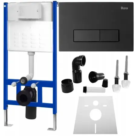Rezervore incastrate - Set Cadru incastrat pentru vas WC cu buton H Negru, Rea