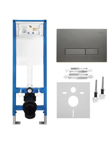 Rezervoare wc - Set Cadru Ingropat Rea Slim 024N pentru WC cu Buton HD Titan Mat