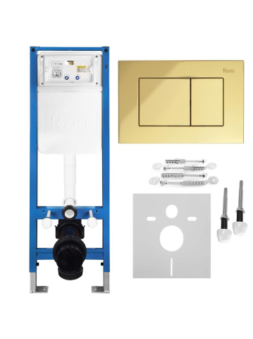 Rezervoare wc - Set Cadru Ingropat Slim 024N WC Buton J Auriu Rea