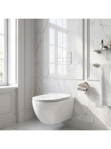 Set cadru ingropat Rea Slim 024N WC buton alb glass adancime 90 mm [7]