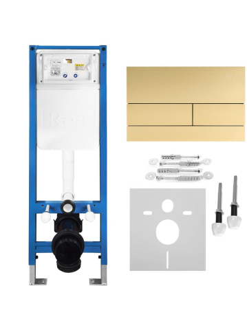 Set Cadru Ingropat Slim REA 024N WC Buton T Auriu Periat [11]