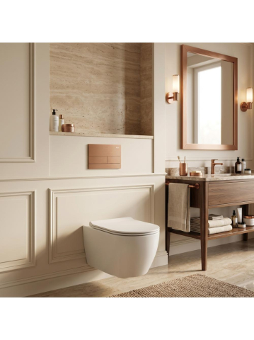 Set cadru ingropat Rea Slim 024N pentru WC buton T cupru periat [1]