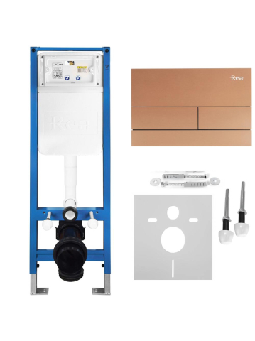 Set cadru ingropat Rea Slim 024N pentru WC buton T cupru periat [0]