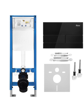 Rezervoare wc - Set Cadru Ingropat Rea Slim 024N WC Buton T Negru Glass