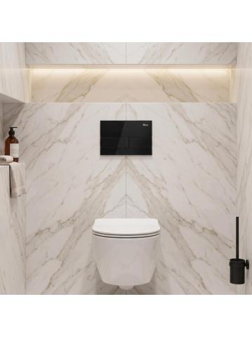 Set Cadru Ingropat Rea Slim 024N WC Buton T Negru Glass [3]