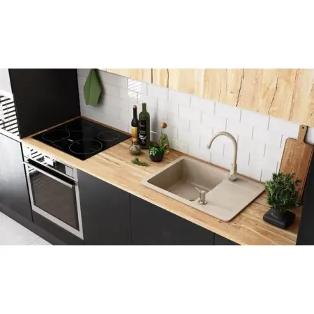 Set chiuveta bucatarie Rea Nils 5 in 1 bej cu o cuva si baterie [5]