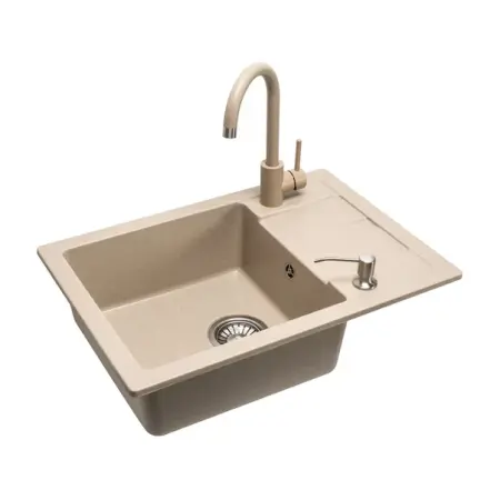 Set chiuveta bucatarie Rea Nils 5 in 1 bej cu o cuva si baterie [3]