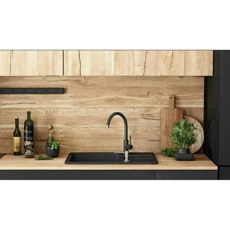 Set chiuveta bucatarie Rea Nils 5 in 1 negru cu o cuva si baterie [1]