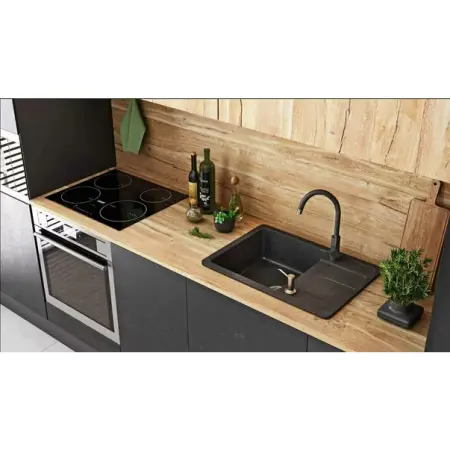 Set chiuveta bucatarie Rea Nils 5 in 1 negru cu o cuva si baterie [5]