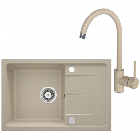 Bucatarie - Set chiuveta bucatarie si baterie Deante Leda finisaj bej 67x44cm