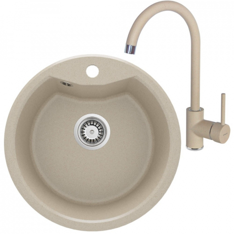 Bucatarie - Set chiuveta bucatarie si baterie Deante Solis finisaj bej 48cm