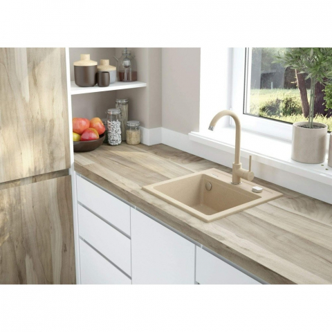 Set chiuveta bucatarie si baterie Deante Zorba finisaj bej 44x44cm [2]