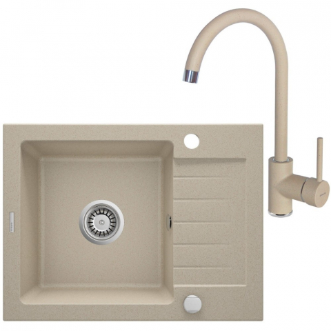 Bucatarie - Set chiuveta bucatarie si baterie Deante Zorba finisaj bej periat 58x44cm