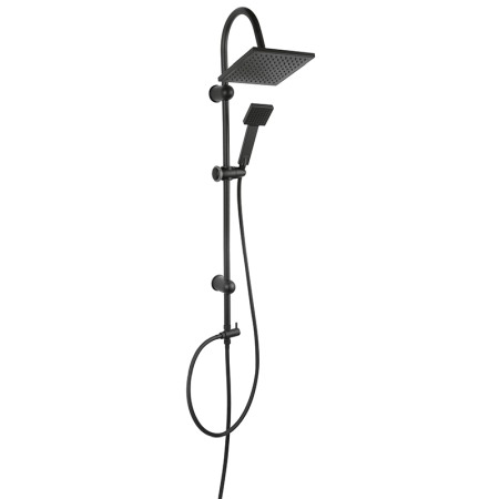 Coloane de dus - Set coloana de dus, Ferro, Squerto Black, cu para si palarie, patrata, negru mat