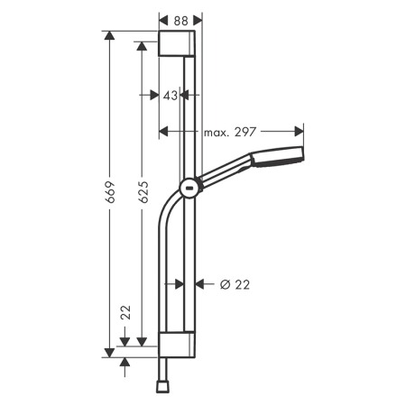 Set coloană de duș, Hansgrohe, Pulsify Select S 105, cu pară, furtun și bară, 3 jeturi, alb mat [1]