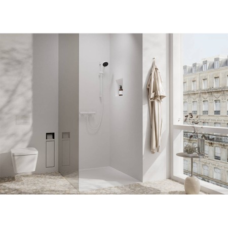Set coloană de duș, Hansgrohe, Pulsify Select S 105, cu pară, furtun și bară, 3 jeturi, alb mat [2]