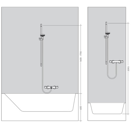 Set de dus cu bara 65 cm Hansgrohe, Crometta 100, para si furtun, crom [2]